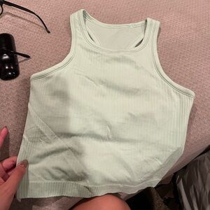 Lululemon Athletica Green Ribbed Fitted Tank Top